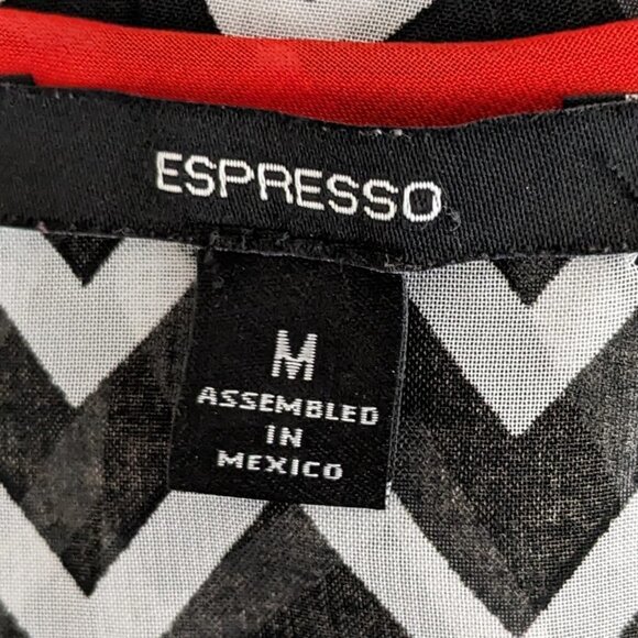 WOMEN'S "Espresso" Navy/White Zig Zag Sheer Chiffon Tunic; Size M - Picture 3 of 3